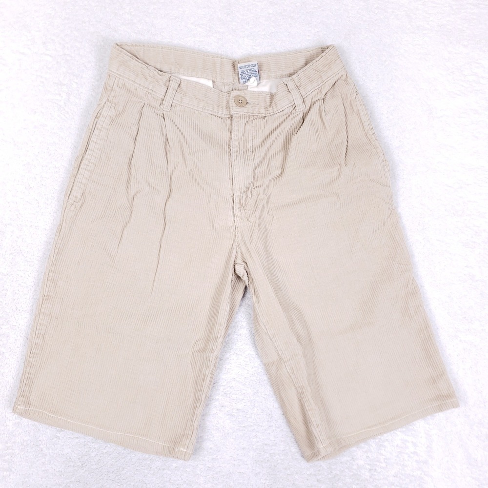 Old Navy Vintage Corduroy Shorts Boys 16 Tan Pleated Y2K Beige Skate Casual‎